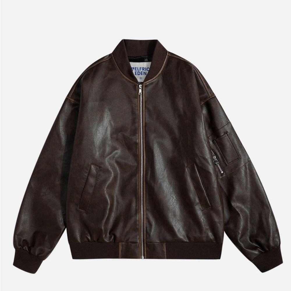Aelfric Eden Solid Washed Faux Leather Jacket